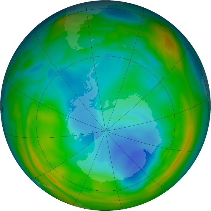 Antarctic ozone map for 15 July 2005